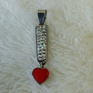 🔴 Enameled Heart and Pave Pendant